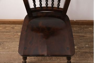 中古　美品　松本民芸家具　クラシカルなダイニングづくりにぴったりの安川式スピンドルチェア(ダイニングチェア、椅子)(R-050985)