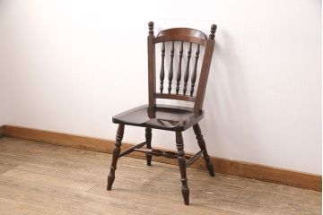 中古　美品　松本民芸家具　クラシカルなダイニングづくりにぴったりの安川式スピンドルチェア(ダイニングチェア、椅子)(R-050985)