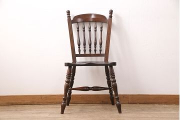 中古　美品　松本民芸家具　クラシカルなダイニングづくりにぴったりの安川式スピンドルチェア(ダイニングチェア、椅子)(R-050985)
