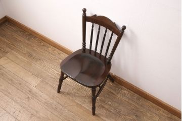 中古　松本民芸家具　16型スピンドルチェア　ゆったりと座れるダイニングチェア(板座チェア、椅子)(R-050993)