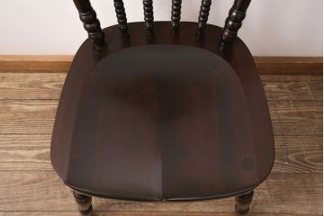 中古　松本民芸家具　16型スピンドルチェア　ゆったりと座れるダイニングチェア(板座チェア、椅子)(R-050993)