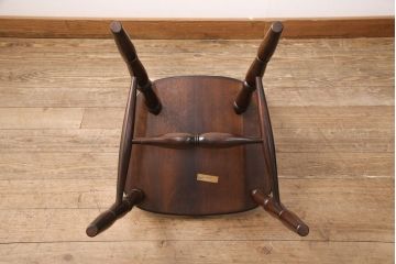 中古　松本民芸家具　16型スピンドルチェア　ゆったりと座れるダイニングチェア(板座チェア、椅子)(R-050993)