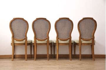 中古　DREXEL HERITAGE(ドレクセルヘリテイジ)　メッシュの背もたれが軽やかな印象を放つダイニングチェア4脚セット(イス、椅子)(定価約120万円)(R-050998)