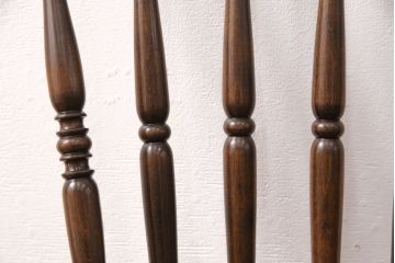 中古　松本民芸家具　挽き物のデザインが美しいSPスピンドルチェア(ダイニングチェア、椅子、板座チェア)(R-050999)