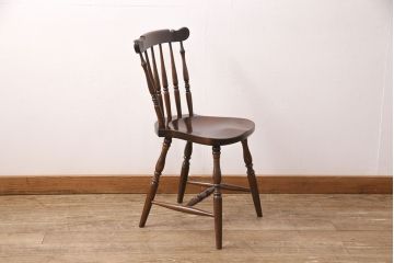 中古　松本民芸家具　挽き物のデザインが美しいSPスピンドルチェア(ダイニングチェア、椅子、板座チェア)(R-050999)