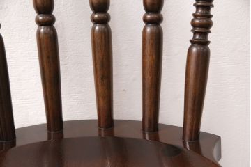 中古　松本民芸家具　挽き物のデザインが美しいSPスピンドルチェア(ダイニングチェア、椅子、板座チェア)(R-050999)