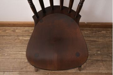 中古　松本民芸家具　挽き物のデザインが美しいSPスピンドルチェア(ダイニングチェア、椅子、板座チェア)(R-050999)