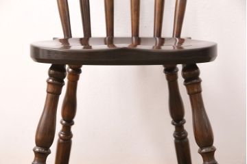 中古　松本民芸家具　挽き物のデザインが美しいSPスピンドルチェア(ダイニングチェア、椅子、板座チェア)(R-050999)