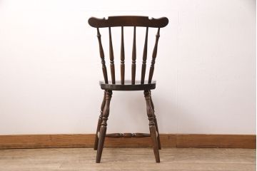 中古　松本民芸家具　挽き物のデザインが美しいSPスピンドルチェア(ダイニングチェア、椅子、板座チェア)(R-050999)