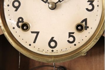 アンティーク時計　武田時計(TAKEDA)　ゼンマイ式　ツートンカラーでレトロな雰囲気を高める振り子時計(柱時計、掛け時計、古時計)(R-051013)
