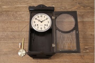 アンティーク時計　精工舎(SEIKOSHA、セイコー)　21DAY　電池式　昭和レトロな雰囲気あふれる柱時計(振り子時計、掛け時計、古時計)(R-051014)