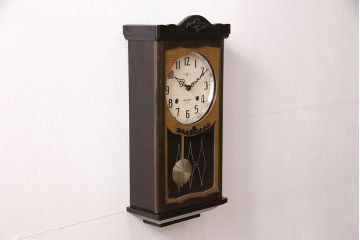 アンティーク時計　精工舎(SEIKOSHA、セイコー)　21DAY　電池式　昭和レトロな雰囲気あふれる柱時計(振り子時計、掛け時計、古時計)(R-051014)