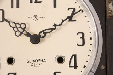 アンティーク時計　精工舎(SEIKOSHA、セイコー)　21DAY　電池式　昭和レトロな雰囲気あふれる柱時計(振り子時計、掛け時計、古時計)(R-051014)