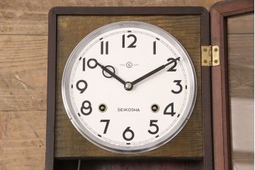 アンティーク時計　精工舎(SEIKOSHA、セイコー)　ゼンマイ式　昭和レトロな雰囲気あふれる柱時計(振り子時計、掛け時計、古時計)(R-051015)