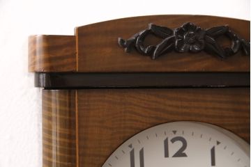 アンティーク時計　昭和中期　Meiji(明治時計社)　ゼンマイ式　クラシカルな雰囲気溢れる大振りの掛け時計(振り子時計、柱時計、古時計)(R-051016)
