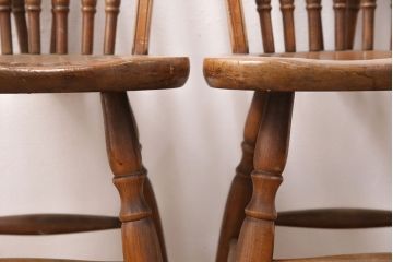 和製ヴィンテージ　秋田木工　温かい空間づくりに活躍するスティックバックチェア2脚セット(ダイニングチェア、椅子、ビンテージ)(R-051018)