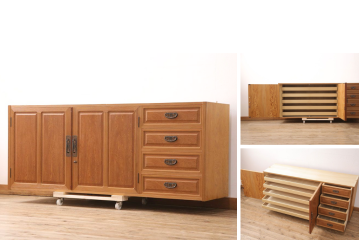 《天板・台輪取り付け加工費込み》中古　国産高級家具　屋久杉・中桐材　屋久杉の杢目が美しいサイドボード　(R-051023)