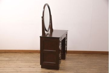 中古 美品　松本民芸家具　上質な空間を演出する丸型一面鏡ドレッサー(鏡台、ミラー)(定価約38万円)(R-051032)