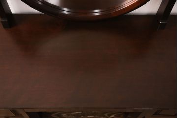 中古 美品　松本民芸家具　上質な空間を演出する丸型一面鏡ドレッサー(鏡台、ミラー)(定価約38万円)(R-051032)