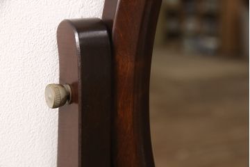 中古 美品　松本民芸家具　上質な空間を演出する丸型一面鏡ドレッサー(鏡台、ミラー)(定価約38万円)(R-051032)
