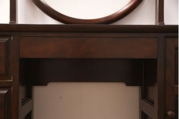 中古 美品　松本民芸家具　上質な空間を演出する丸型一面鏡ドレッサー(鏡台、ミラー)(定価約38万円)(R-051032)