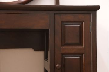 中古 美品　松本民芸家具　上質な空間を演出する丸型一面鏡ドレッサー(鏡台、ミラー)(定価約38万円)(R-051032)