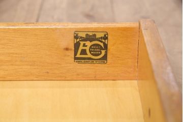 イギリスヴィンテージ　E.GOMME社　オーク材　希少品!レトロな照明付きのビンテージドレッサー&スツールセット(化粧台、三面鏡、鏡台、イス、椅子)(R-051033)