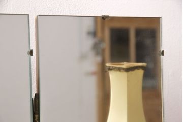 イギリスヴィンテージ　E.GOMME社　オーク材　希少品!レトロな照明付きのビンテージドレッサー&スツールセット(化粧台、三面鏡、鏡台、イス、椅子)(R-051033)