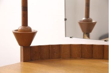 イギリスヴィンテージ　E.GOMME社　オーク材　希少品!レトロな照明付きのビンテージドレッサー&スツールセット(化粧台、三面鏡、鏡台、イス、椅子)(R-051033)