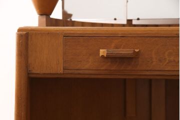 イギリスヴィンテージ　E.GOMME社　オーク材　希少品!レトロな照明付きのビンテージドレッサー&スツールセット(化粧台、三面鏡、鏡台、イス、椅子)(R-051033)