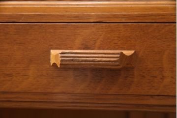 イギリスヴィンテージ　E.GOMME社　オーク材　希少品!レトロな照明付きのビンテージドレッサー&スツールセット(化粧台、三面鏡、鏡台、イス、椅子)(R-051033)