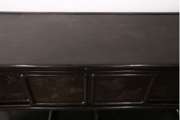和製アンティーク　時代物　本シタン(紫檀)材　希少品!繊細な彫り装飾が見事な大型の飾り棚(茶棚、収納棚、戸棚)(R-051037)