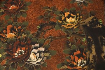 ヴィンテージ家具　繊細な絵柄が目を引くシノワズリ様式のサイドボード(リビングボード、引き出し、収納棚、ビンテージ)(R-051038)