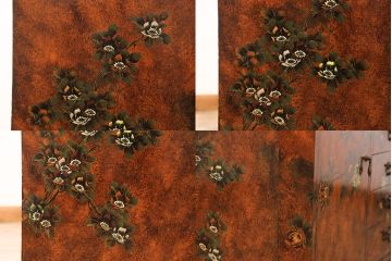 ヴィンテージ家具　繊細な絵柄が目を引くシノワズリ様式のサイドボード(リビングボード、引き出し、収納棚、ビンテージ)(R-051038)