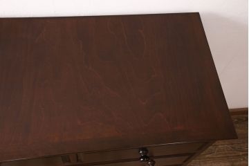 中古　美品　松本民芸家具　シックな佇まいが落ち着いた空間を演出するシンプルなA型整理箪笥(引き出し、チェスト)(R-051039)