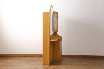 中古　IDC大塚家具　アベイル　バーズアイ(鳥眼杢)　メープル　温かみのある色合いと滑らかで美しい木肌がラグジュアリーな空間を演出するドレッサー、チェアセット(鏡台、姿見)(定価約24万円)(R-051043)