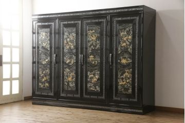 中古　最高級品　希少!豪華絢爛な装飾が存在感を放つ螺鈿細工のワードローブ(衣装タンス、収納棚、洋服タンス)(定価約500万円)(R-051045)