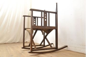 アンティーク家具　和モダン　日本楽器・山葉(ヤマハ)文化椅子　折り畳み式ロッキングチェア(椅子、折りたたみ式チェア)(R-051047)