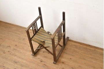 アンティーク家具　和モダン　日本楽器・山葉(ヤマハ)文化椅子　折り畳み式ロッキングチェア(椅子、折りたたみ式チェア)(R-051047)