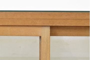 和製アンティーク　ナラ材の風合いが素敵な小振りのガラスケース(ショーケース、陳列棚、店舗什器)(R-051053)