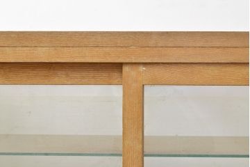 和製アンティーク　ナラ材の木肌がぬくもりを感じさせる、レトロなガラスケース(ショーケース、陳列棚、店舗什器)(R-051054)