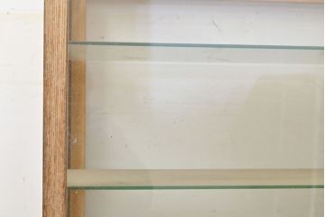 和製アンティーク　ナラ材の木肌がぬくもりを感じさせる、レトロなガラスケース(ショーケース、陳列棚、店舗什器)(R-051054)