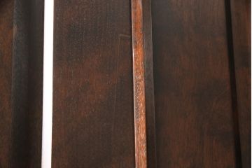 中古　北海道民芸家具　姿見付き　ポールの高さを変えられて便利!濃淡の木色が魅力的なワードローブ(洋服タンス)(R-051056)