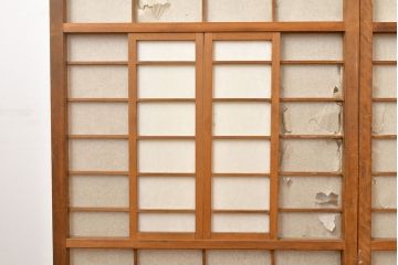 アンティーク建具　小さな障子が付いた猫間障子戸4枚セット(引き戸、建具)(R-051064)