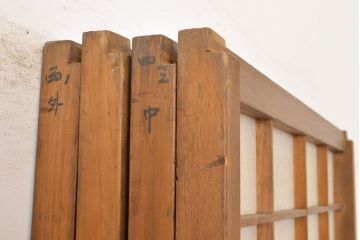 アンティーク建具　小さな障子が付いた猫間障子戸4枚セット(引き戸、建具)(R-051064)