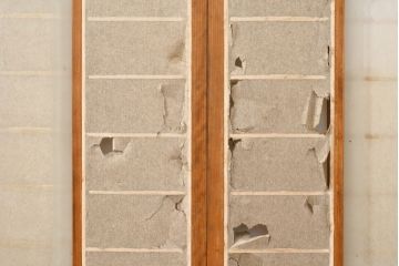 アンティーク建具　小さな障子が付いた猫間障子戸4枚セット(引き戸、建具)(R-051064)