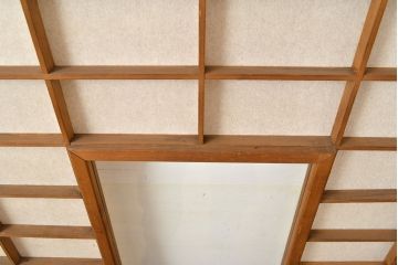 アンティーク建具　景色が楽しめる、額入りの障子戸1枚(引き戸)(R-051065)
