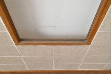 アンティーク建具　景色が楽しめる、額入りの障子戸1枚(引き戸)(R-051065)