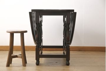 中古　九州民芸家具　大人の落ち着きのある空間づくりにおすすめのバタフライテーブル(ゲートレッグテーブル、ダイニングテーブル)(R-051076)