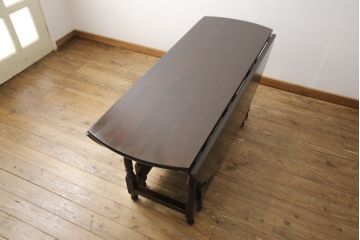 中古　九州民芸家具　大人の落ち着きのある空間づくりにおすすめのバタフライテーブル(ゲートレッグテーブル、ダイニングテーブル)(R-051076)